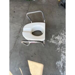 RMS Raised Toilet Seat with Padded Arms 5 Inch Riser White Bathroom Safety Aid